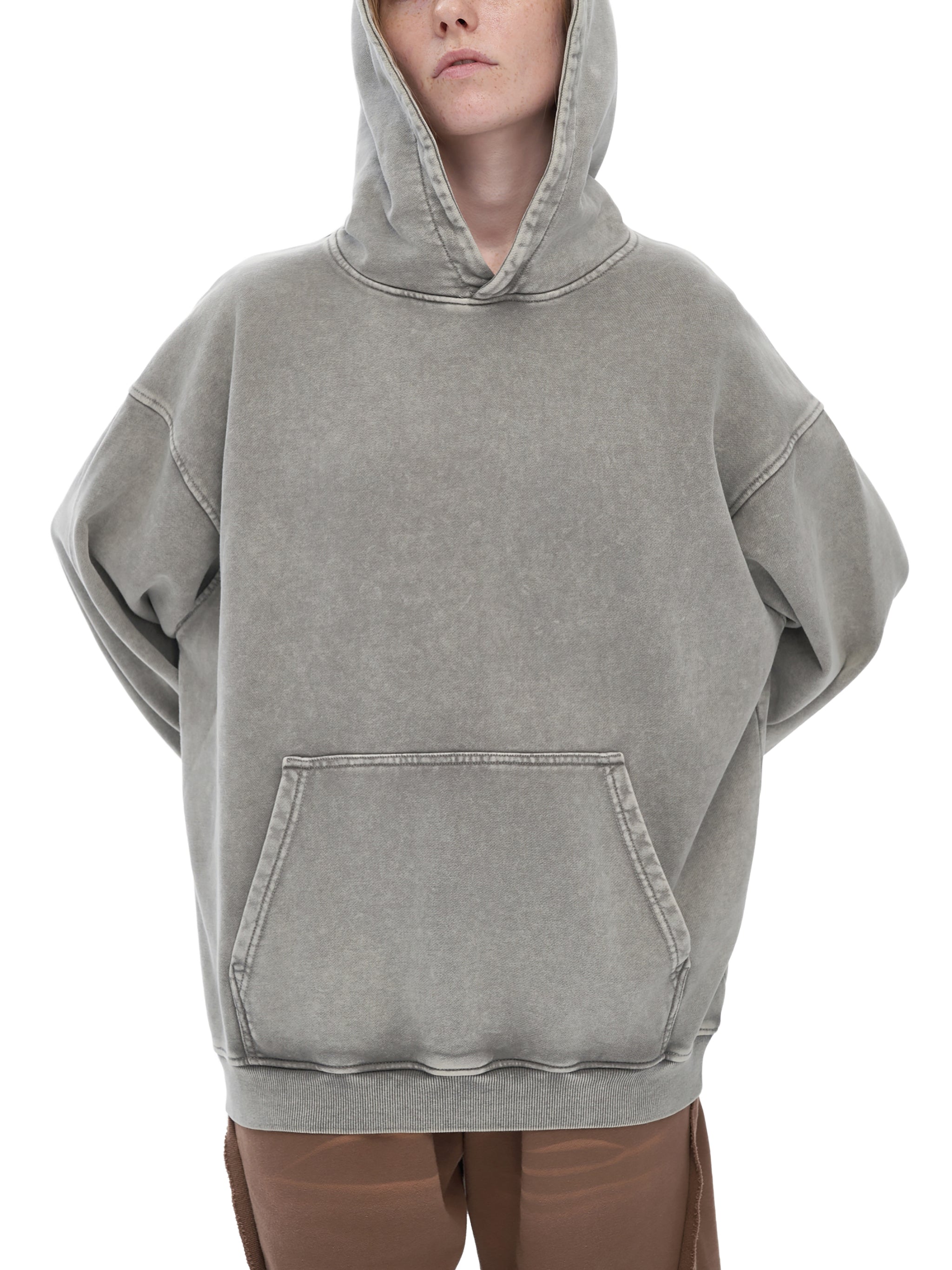 Snow Washed Loose Cotton Hoodie