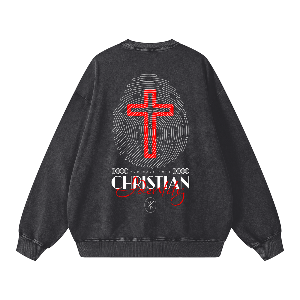 "Christian Identity" Snow Wash Oversized Sweatshirt