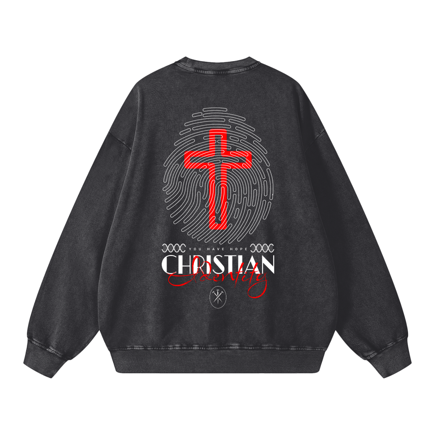 "Christian Identity" Snow Wash Oversized Sweatshirt