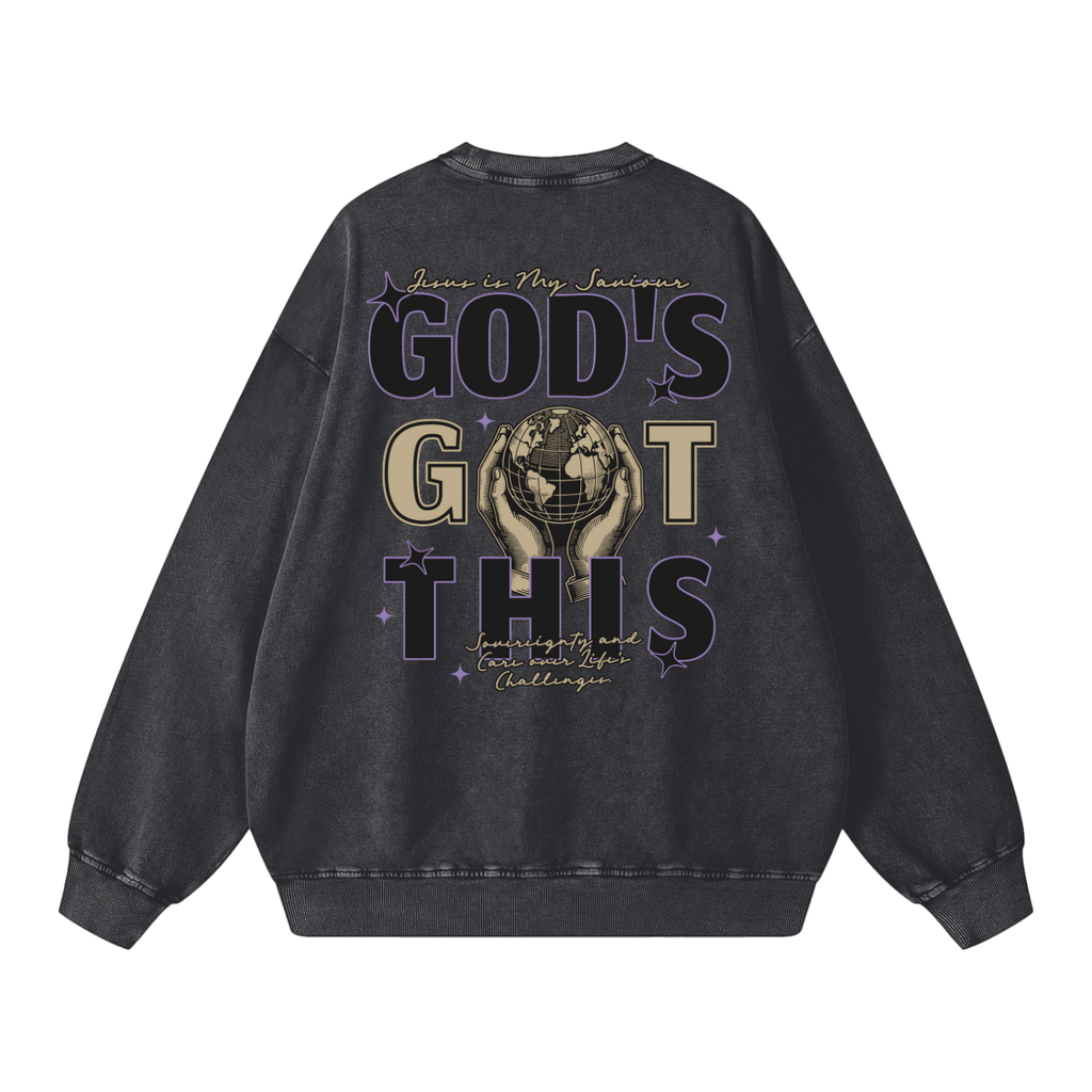 "God's Got This" Snow Wash Oversized Sweatshirt