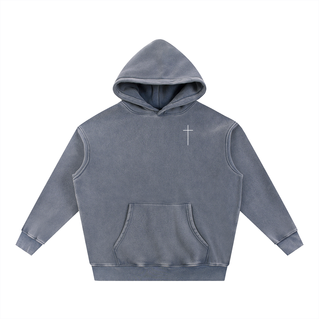 "FAITH OVER FEAR" Snow Wash Fleece Cotton Hoodie