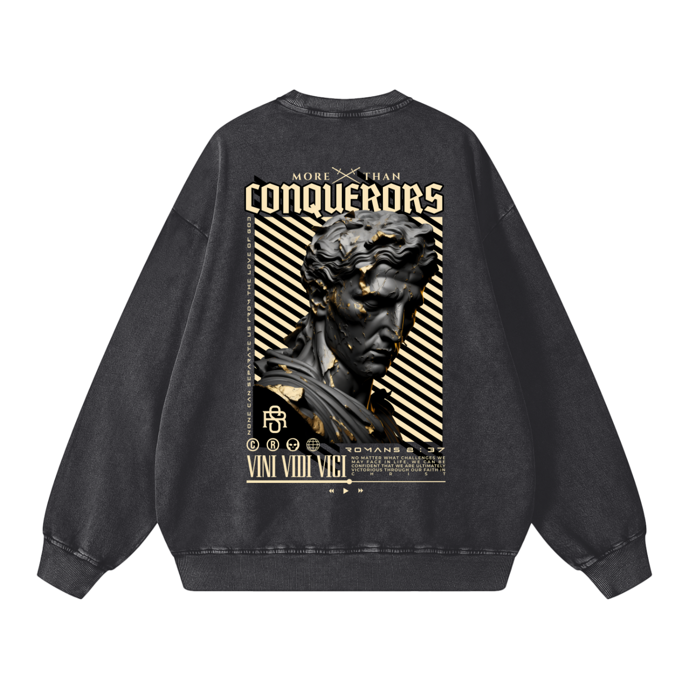 "Conquerors" Snow Wash Oversized Sweatshirt