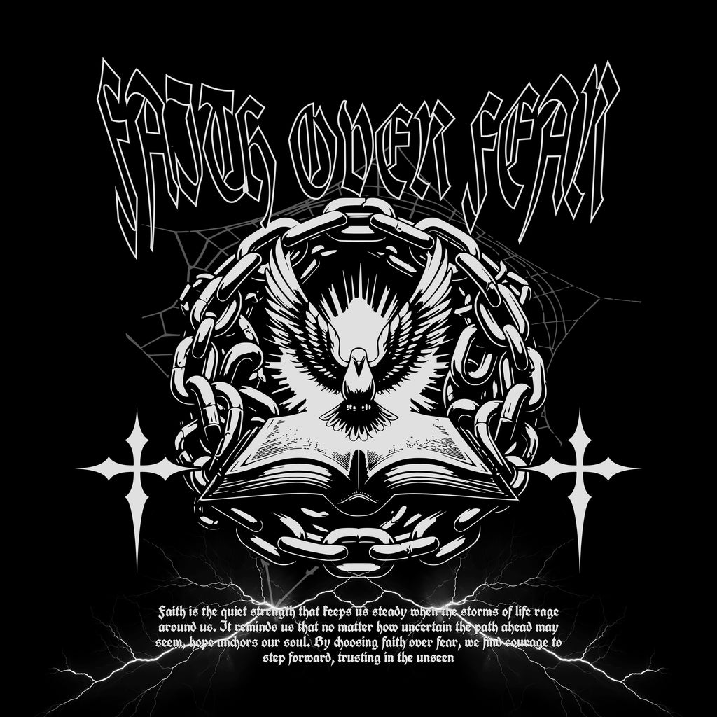 "FAITH OVER FEAR" Snow Wash Fleece Cotton Hoodie