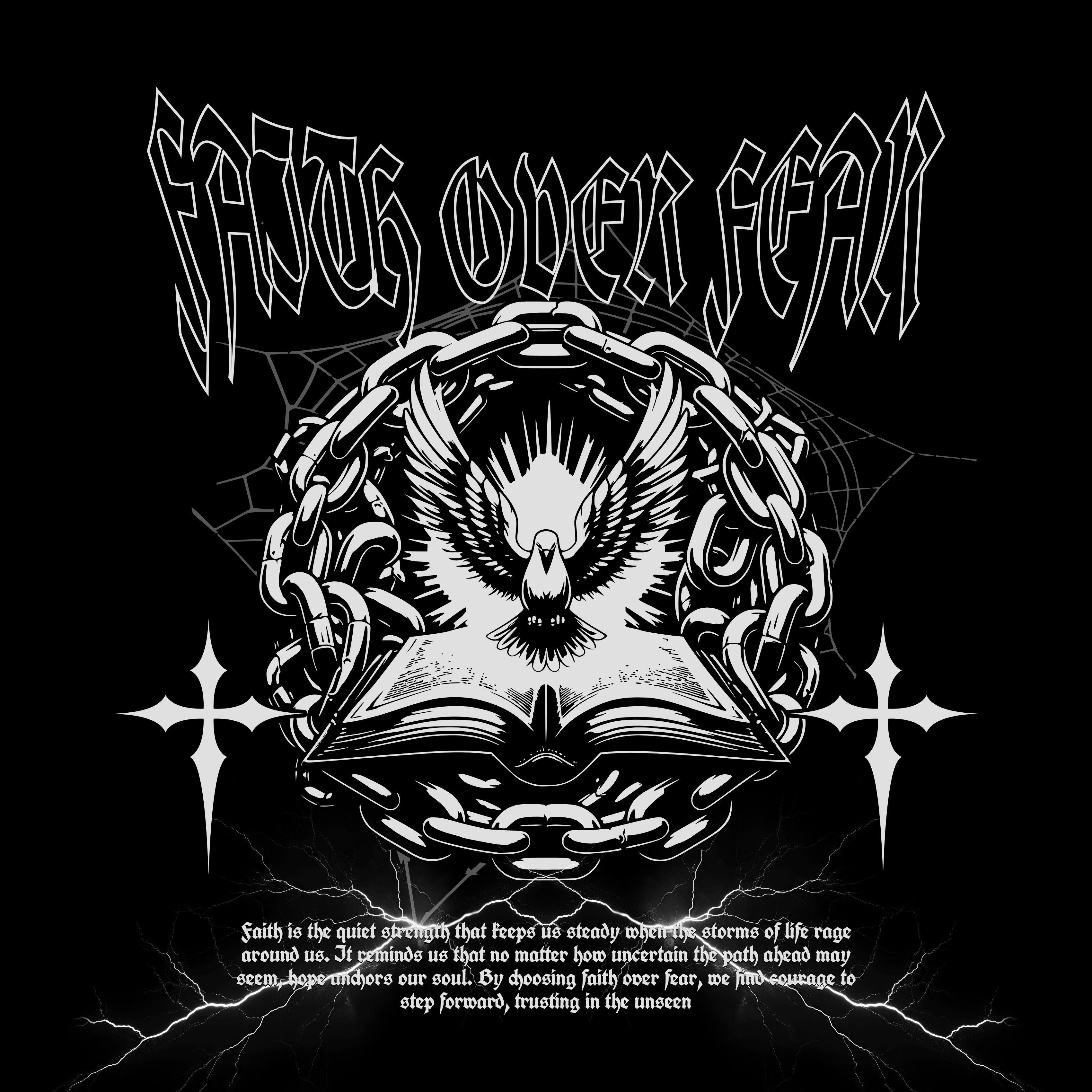 "FAITH OVER FEAR" Snow Wash Fleece Cotton Hoodie