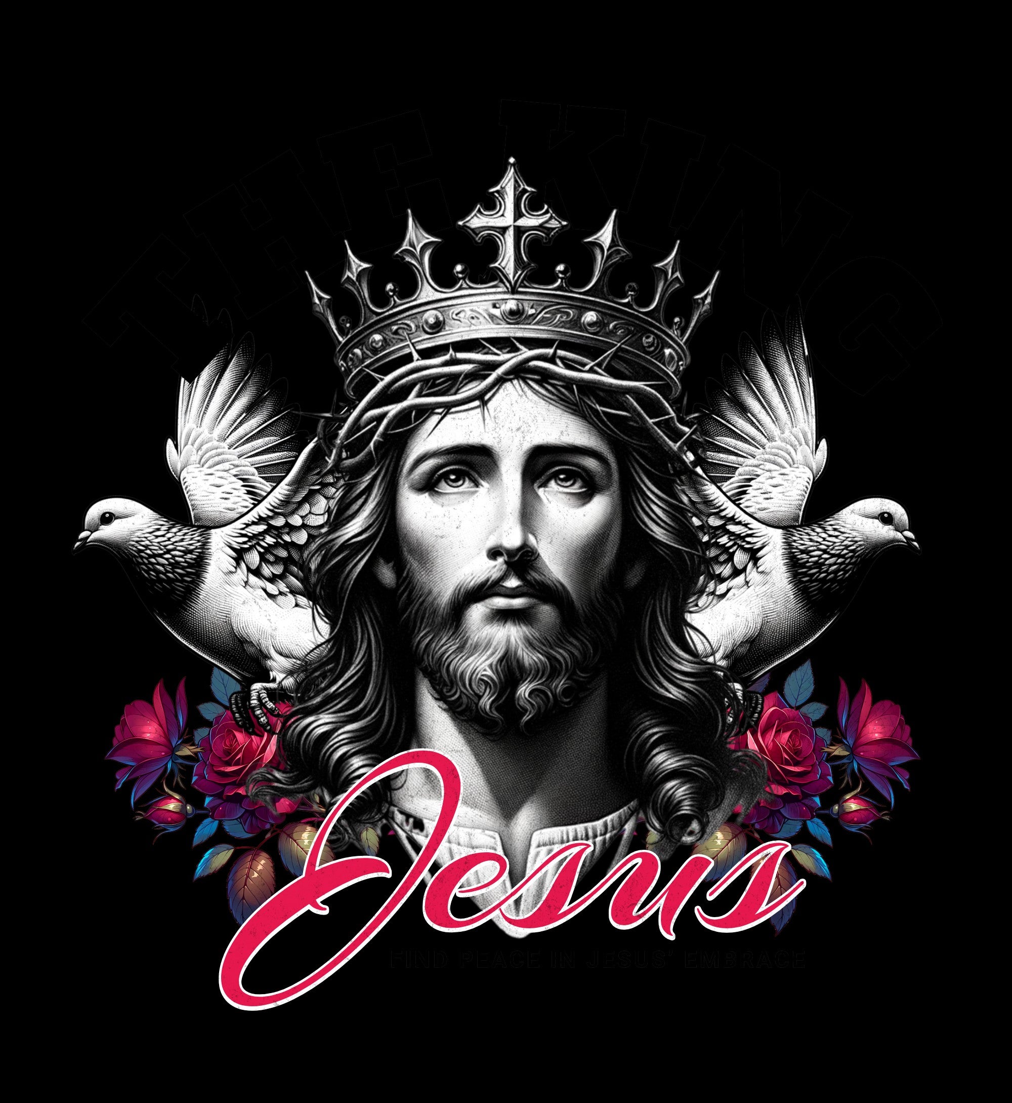 "THE KING JESUS" Snow Wash Fleece Cotton Hoodie