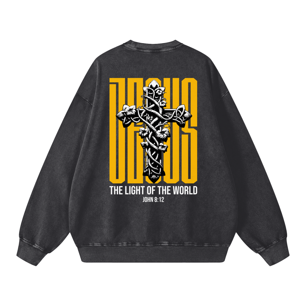 "The Light Of The World" Snow Wash Oversized Sweatshirt