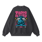 "Take It Easy" Snow Wash Oversized Sweatshirt