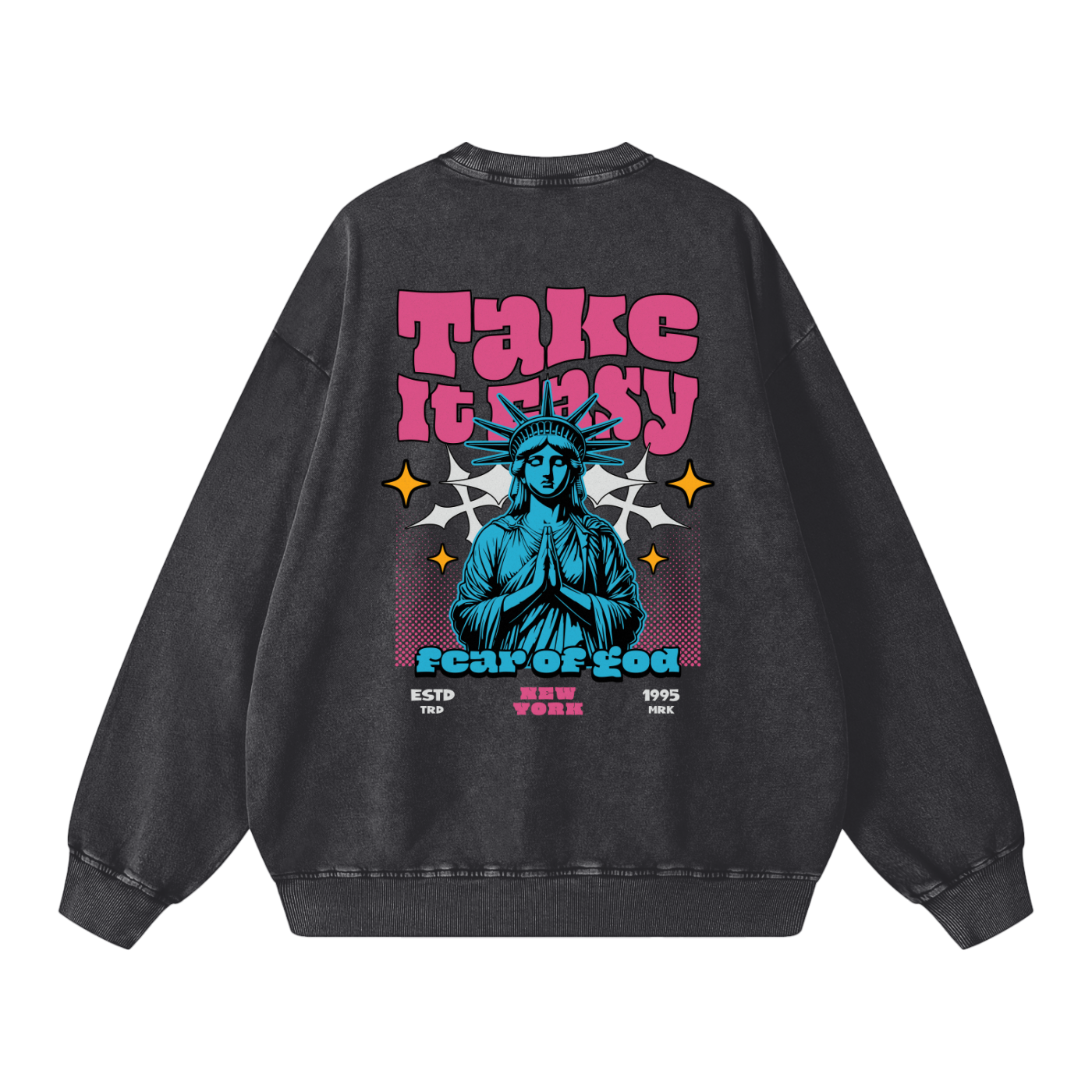 "Take It Easy" Snow Wash Oversized Sweatshirt
